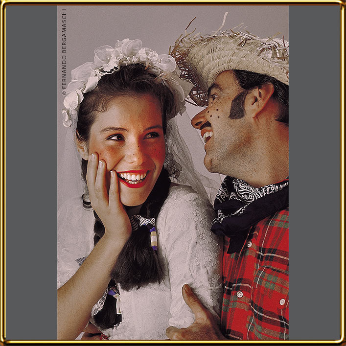 Rustic folklore couple for medicine lab brochure, Farmitalia Carlo Erba